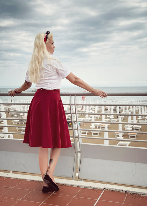 Succubus Clothing Roxie 40's A-Line Skirt Dark Red