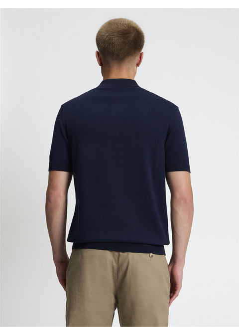 Ben Sherman Mod Stripe Gebreide Polo Donkerblauw – achterkant