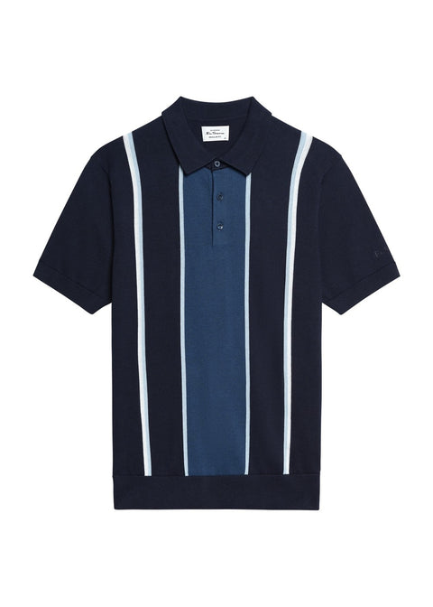 Ben Sherman Mod Stripe Gebreide Polo Donkerblauw – productfoto
