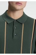 Ben Sherman Mod Stripe Gebreide Polo Flessengroen – detail