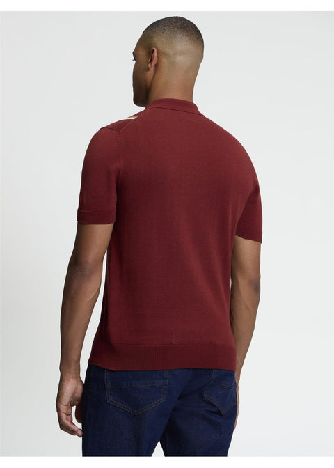 Ben Sherman Mod Stripe Gebreide Polo Siennabruin – achterkant