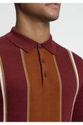 Ben Sherman Mod Stripe Gebreide Polo Siennabruin – detail