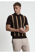 Ben Sherman Ivy Cable Gebreide Polo Donkerbruin – voorkant gedragen