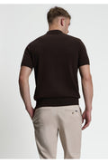 Ben Sherman Ivy Cable Gebreide Polo Donkerbruin – achterkant