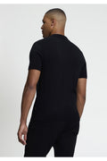 Ben Sherman Graphic Stitch Gebreide Polo Zwart – achterkant