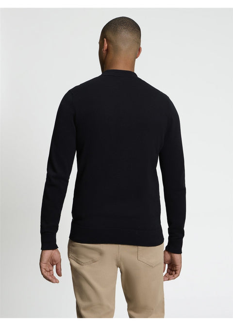 Ben Sherman Placed Geo Gebreid Overhemd Zwart – achterkant