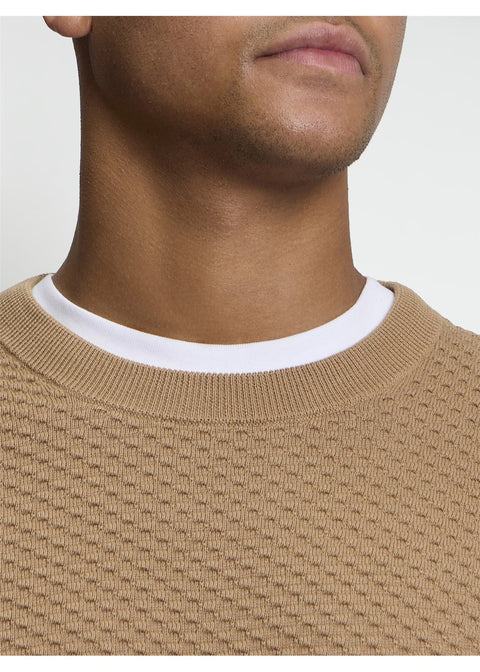 Ben Sherman Texture Front Trui Beige – detail