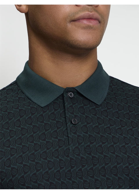 Ben Sherman All Over Print Polo Lotusgroen – detail