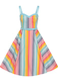 Collectif Nova Dreamy Rainbow Stripe 50's Swingkleid Multi