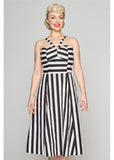 Collectif Emma Contrast Stripe 50's Swingkleid Schwarz Weiß