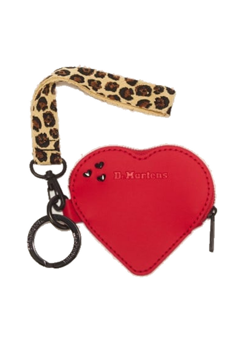 Dr. Martens Heart portemonnee rood met luipaard polsbandje en sleutelring