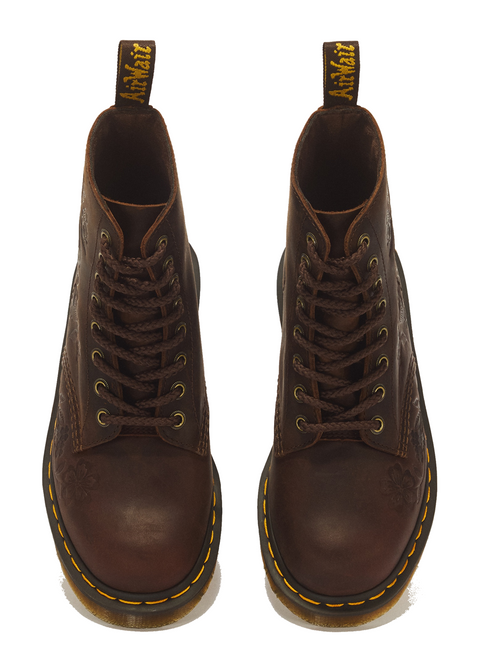 Dr. Martens 1460 Pascal Emboss Floral donkerbruin - bovenaanzicht