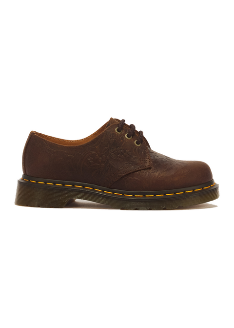 Dr. Martens 1461 Emboss Floral donkerbruin - zijaanzicht