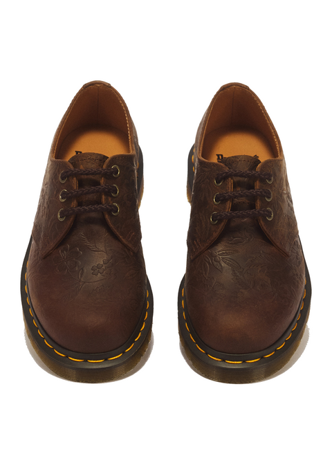Dr. Martens 1461 Emboss Floral donkerbruin - bovenaanzicht