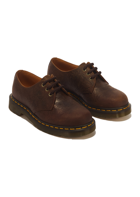 Dr. Martens 1461 Emboss Floral donkerbruin - vooraanzicht