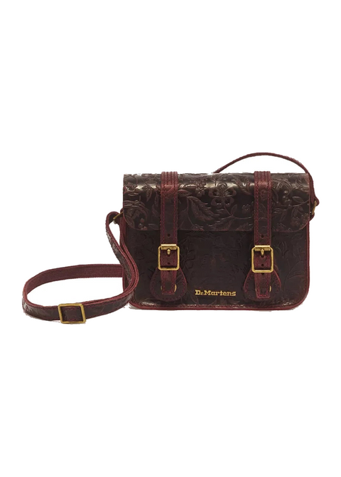 Dr. Martens Satchel Floral Emboss Cherry Rood vooraanzicht
