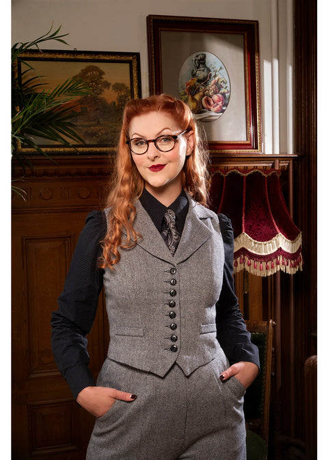 Emmy Design Watchmaker's Tweed Gilet Midnight Ivoor – aanvullende foto