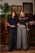 Emmy Design Palazzo Perfection Tweed Broek Midnight Ivoor – foto 3