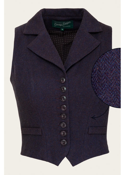 Emmy Design Watchmaker's Tweed Gilet Wijnrood Midnight – foto 1
