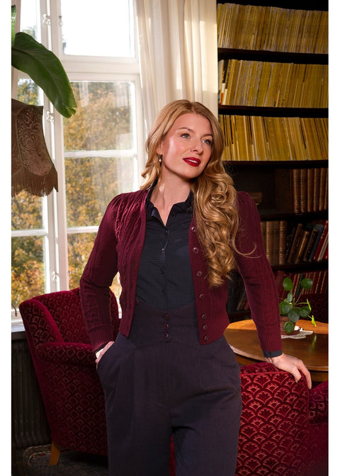 Emmy Design Ice Skater Merinowollen Cardigan Black Cherry – foto 3