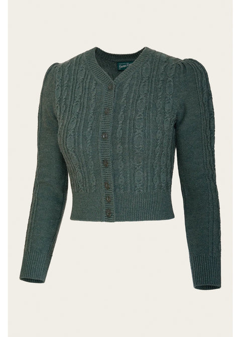 Emmy Design Ice Skater Merinowollen Cardigan Zeegroen Melange – foto 1