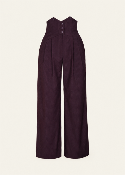 Emmy Design Miss Fancy Pants Krijtstreep Broek Pruim – voorkant