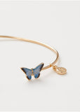 Fable England Blue Butterfly Bangle Armband Gold