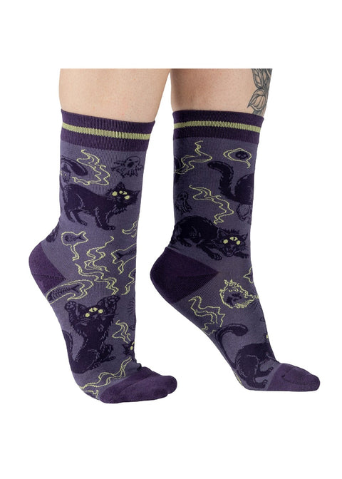 FootClothes Scaredy Cats Sokken Paars – draagfoto