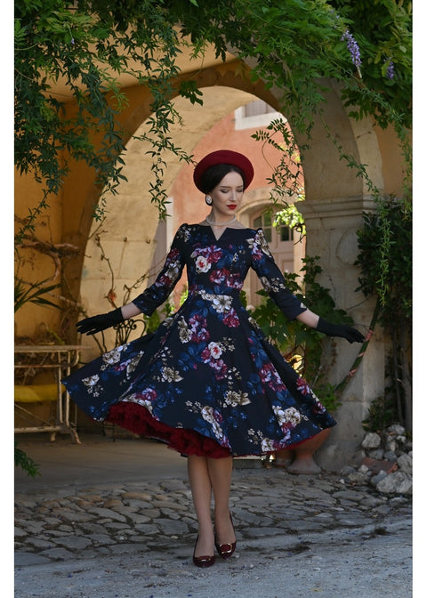 Hearts & Roses Elara Floral Swing Jurk Zwart - foto 2