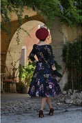 Hearts & Roses Elara Floral Swing Jurk Zwart - foto 3