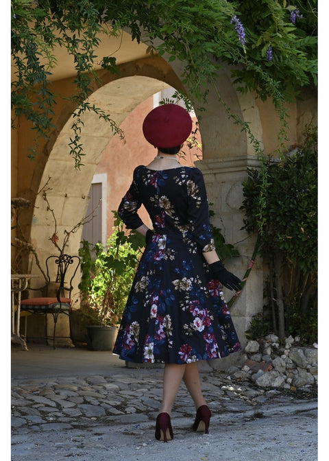Hearts & Roses Elara Floral Swing Jurk Zwart - foto 3
