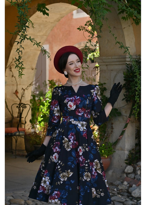 Hearts & Roses Elara Floral Swing Jurk Zwart - foto 4
