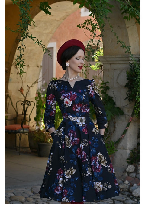 Hearts & Roses Elara Floral Swing Jurk Zwart - foto 5