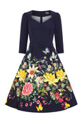 Hearts & Roses Mariposa Garden Swing Jurk Navy - foto 1