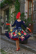 Hearts & Roses Mariposa Garden Swing Jurk Navy - foto 2