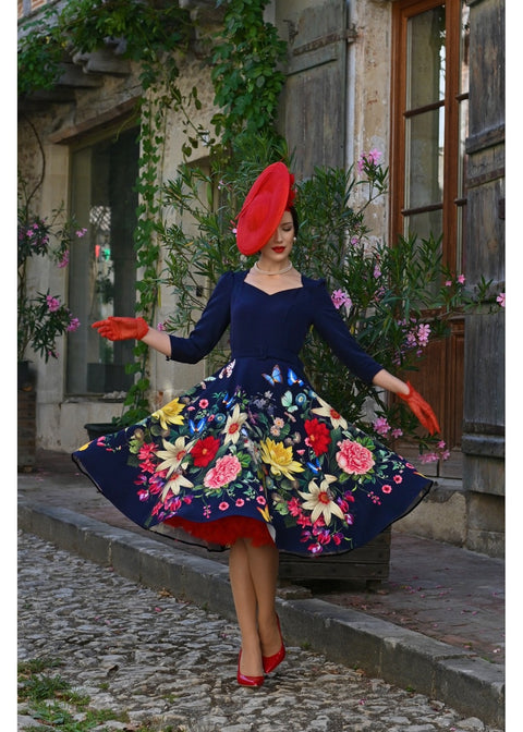 Hearts & Roses Mariposa Garden Swing Jurk Navy - foto 2