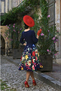 Hearts & Roses Mariposa Garden Swing Jurk Navy - foto 3
