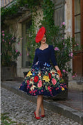 Hearts & Roses Mariposa Garden Swing Jurk Navy - foto 4