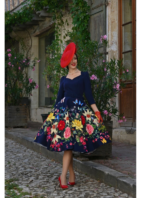 Hearts & Roses Mariposa Garden Swing Jurk Navy - foto 4