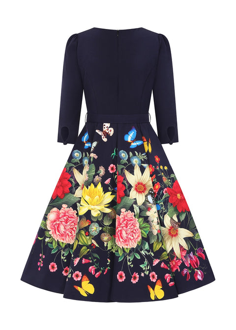 Hearts & Roses Mariposa Garden Swing Jurk Navy - foto 6