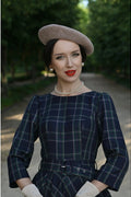 Hearts & Roses Cece Tartan Swing Jurk Navy - foto 5