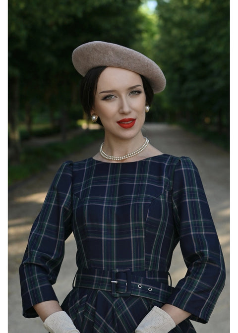 Hearts & Roses Cece Tartan Swing Jurk Navy - foto 5