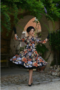 Hearts & Roses Lilia Floral Swing Jurk Zwart - foto 2
