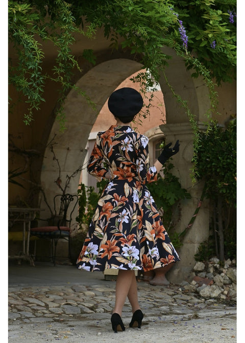 Hearts & Roses Lilia Floral Swing Jurk Zwart - foto 3