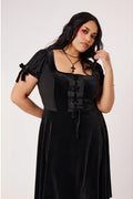 Hell Bunny Disenchanted Jurk Zwart - modelfoto bovenkant