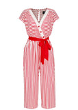 Hell Bunny Ahoy Stripe 40's Jumpsuit Rot