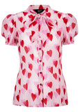 Hell Bunny Aphrodite Hearts 40's Blouse Rosa