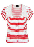 Hell Bunny Ahoy Stripe 40's Bluse Rot