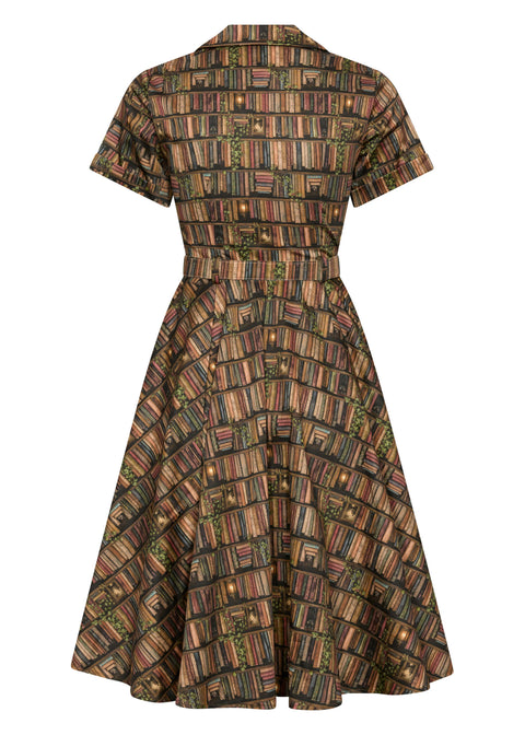 Succubus Clothing Lucy Academica Books 50's Swing Kleid Braun