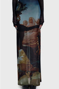 Killstar Witches' Sabbath Maxi Jurk Multi – detail van de rok en heksenprint